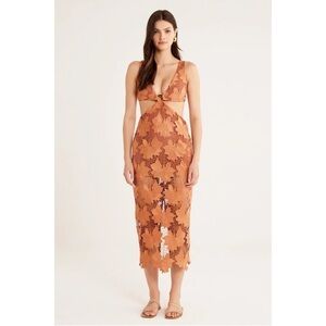 Revolve X Rumer The Label TROPEZ  Cutout Lace Midi Dress In Rust Size XS New